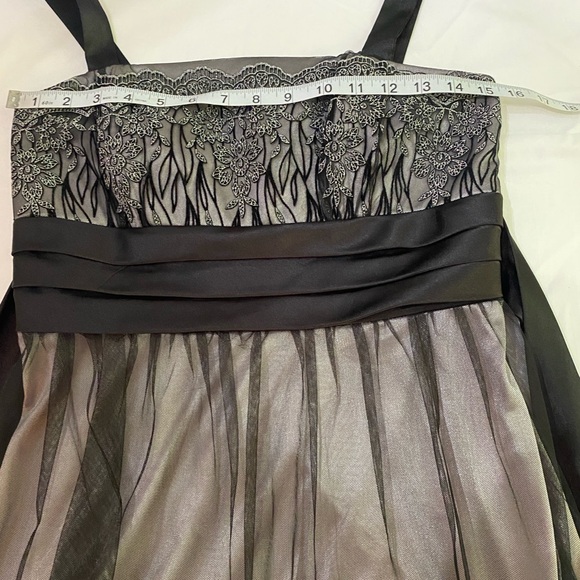 VINTAGE Kathy Roberts Black/Gray Embroidered Floral Tulle Metallic Party Dress 6 - Picture 9 of 11